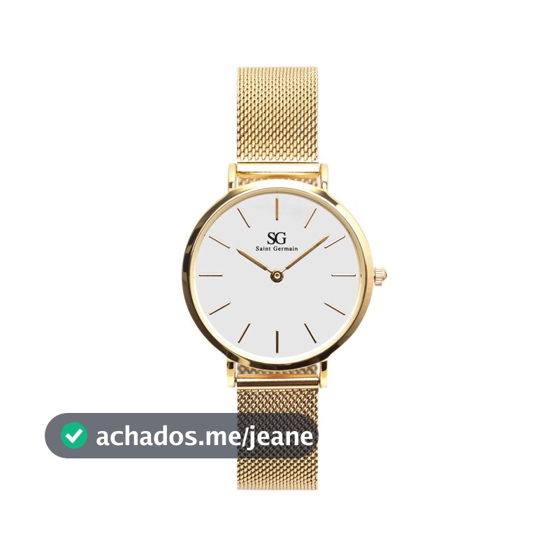 Relógio Feminino Dourado Saint Germain Chelsea Gold 32mm Fundo Branco