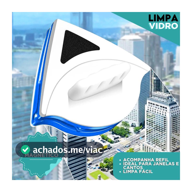 Limpa Vidro Magnético - Dupla Face C/ Super Imã Mágico | CH
