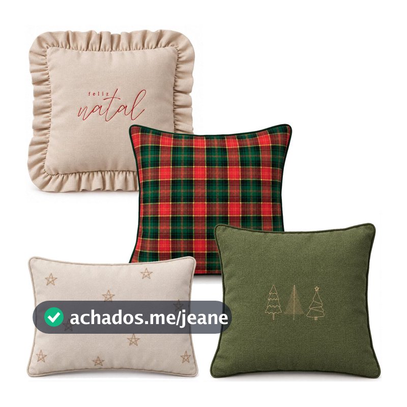Kit 4 Capas de Almofadas Natal Farmhouse Clássico Xadrez - Verde Vermelho