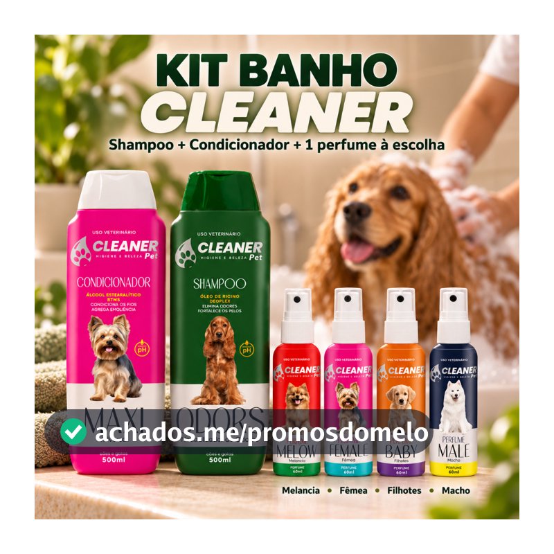 Kit Shampoo Condicionador Neutralizador de Odores 500ml Perfume Colonia 60ml Cleaner Anti Odor Caes