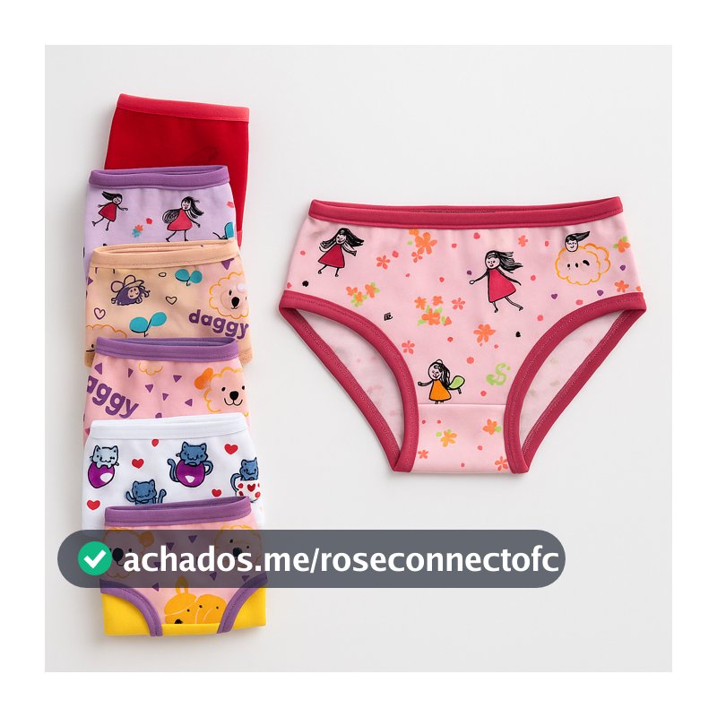 KIT 3, 6 e 9 Calcinha Feminina Tanga Infantil Juvenil Algodão Macio Ajuste Perfeito Cores Estampas Sortidas