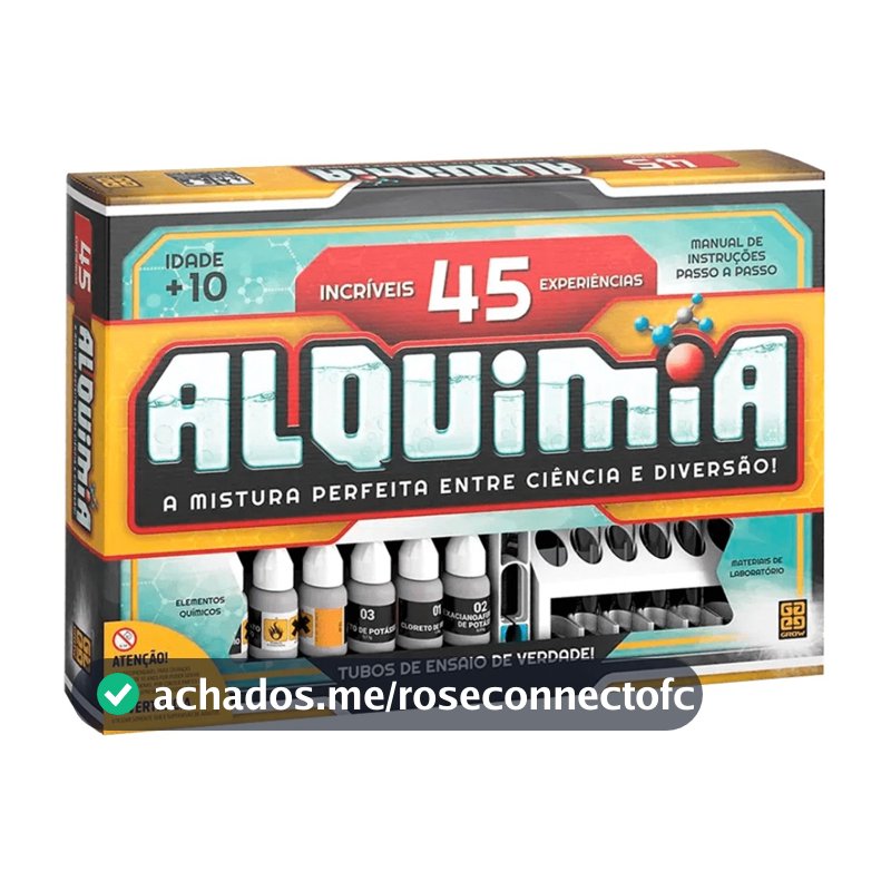 JOGO ALQUIMIA 45 EXPERIÊNCIAS GROW BRINQUEDO ATIVIDADE FRASCO SUBSTÂNCIA QUÍMICA CIÊNCIA LABORATÓRIO