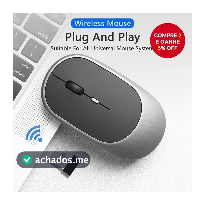 Mouse Sem Fio Recarregável Bluetooth 5.0 Clique Silencioso Para PC Laptop Macbook-Presente De Feriado