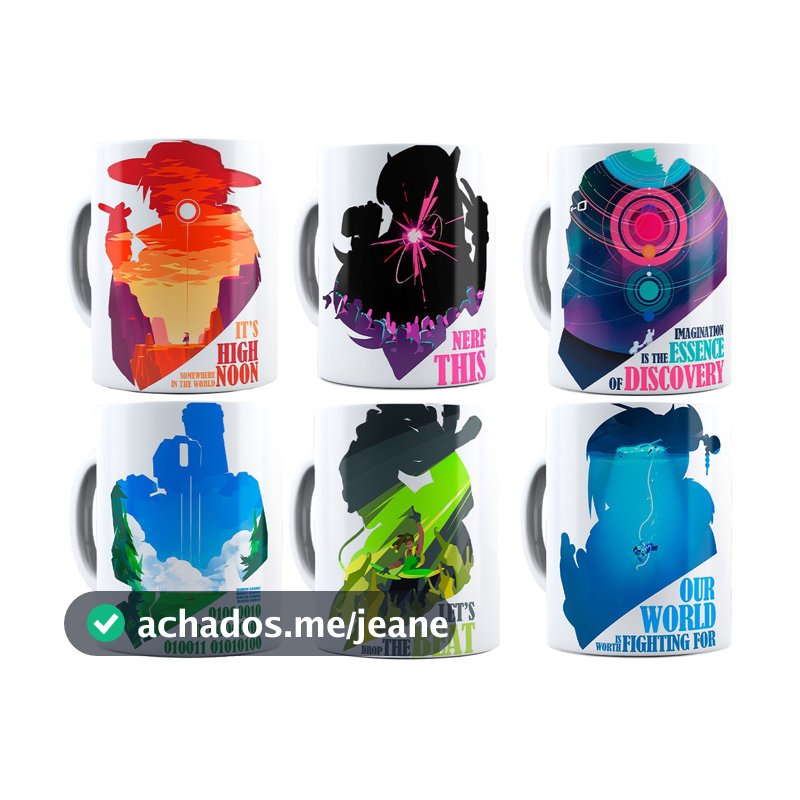 Caneca Overwatch Personalizada C/ Nome + Caixa Presente - Xícara 325ML Porcelana Super Branca Over Watch Bastion Reaper Dva Cerâmica 100% Cozinha Decoração