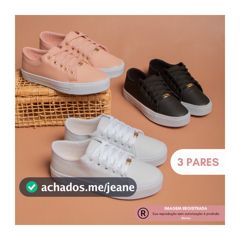 Kit 3 Pares Tenis Feminino Donna Casual Basico Dia a dia