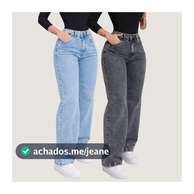 Kit Calça  Wide leg Jeans Grafite Feminina  Pantalona