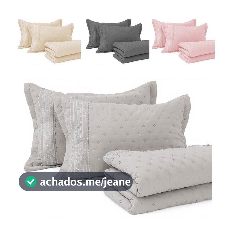 Kit Cobre Leito Queen 3 Peças com Bordado Inglês Micro Percal Ultrassônico BF Colchões