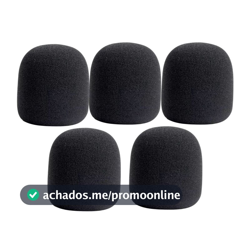 Kit 5 Espumas Protetora Universal Para Microfone - Condensador Pop - Modelo SM58 - Com e Sem Fio - PRETAS