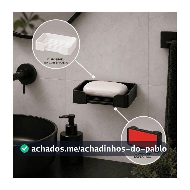 Saboneteira de Parede Autoadesiva Plástico - 1 pc