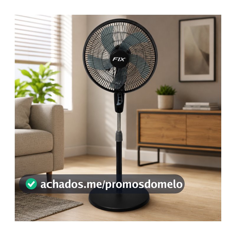 Ventilador de Coluna Pedestal 120cm 45W Oscilante 3 Velocidades Silencioso Preto Residencial Escritório