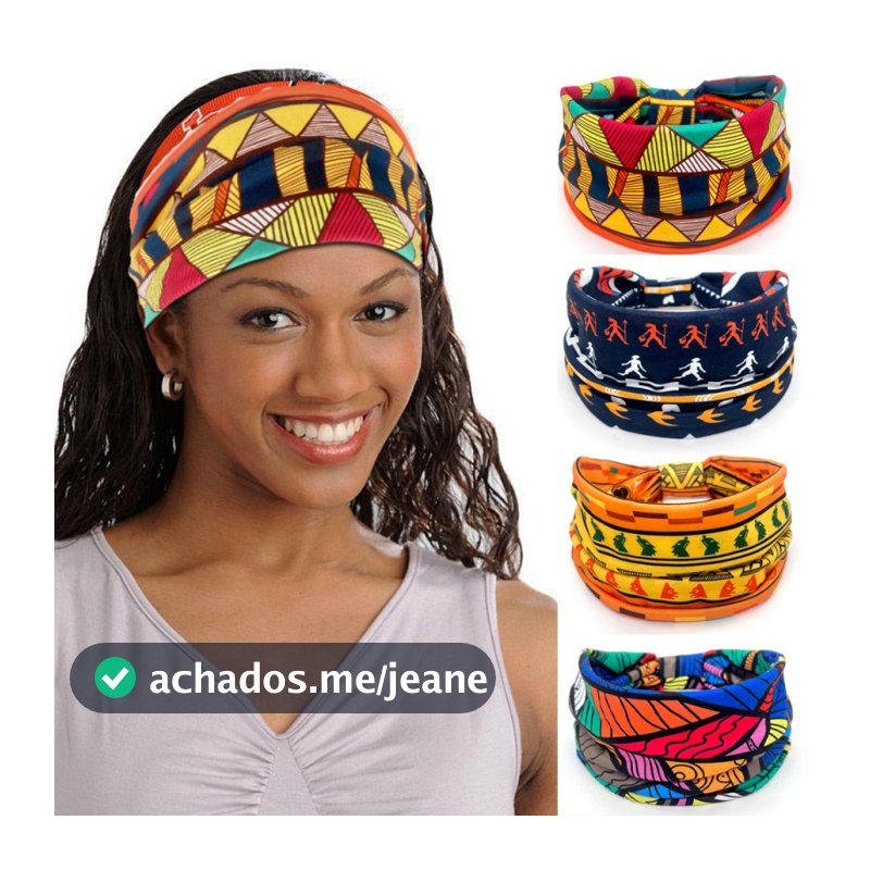 Banda de cabelo feminina europeia e americana estampa africana padrão de borda larga