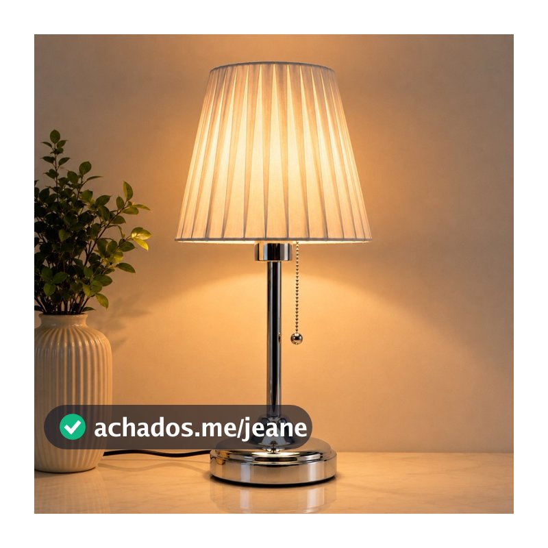 Abajur de Mesa DouradoPrata Cúpula Branca Cinza Bivolt Cabeceira Quarto Sala Decoração Luxo Moderno Minimalista Elegante