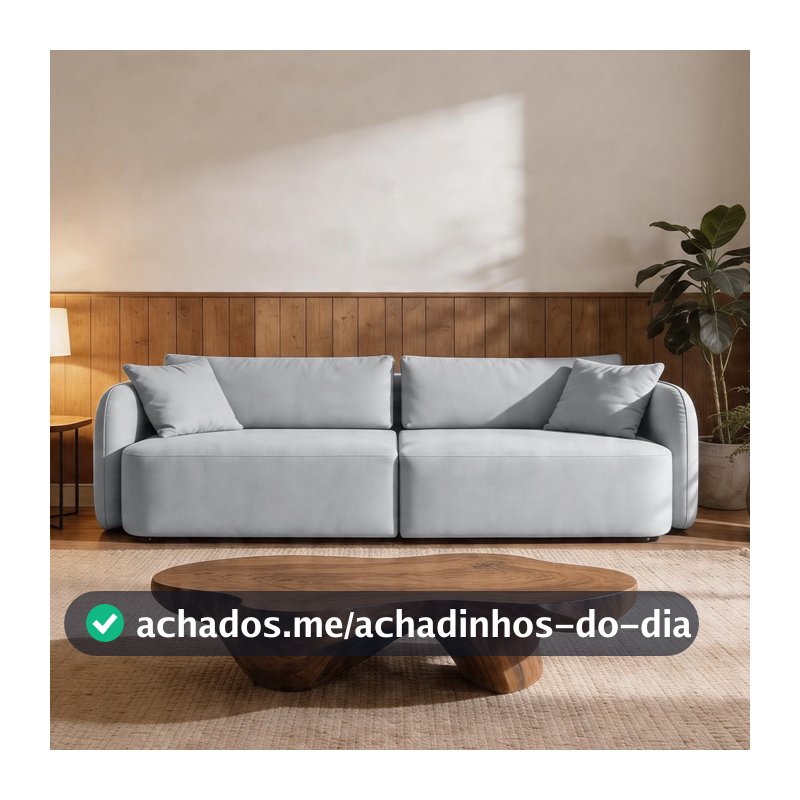 Sofá 3 Lugares Sala Living Orgânico 220cm Oregon K01 Veludo Cinza - Lyam Decor