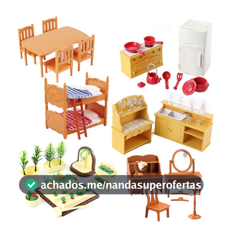 Móveis Para Bonecas Da Família Forest Animal Dollhouse 1/12 Miniatura Brinquedos Acessórios Dormitórios Cozinha Kit