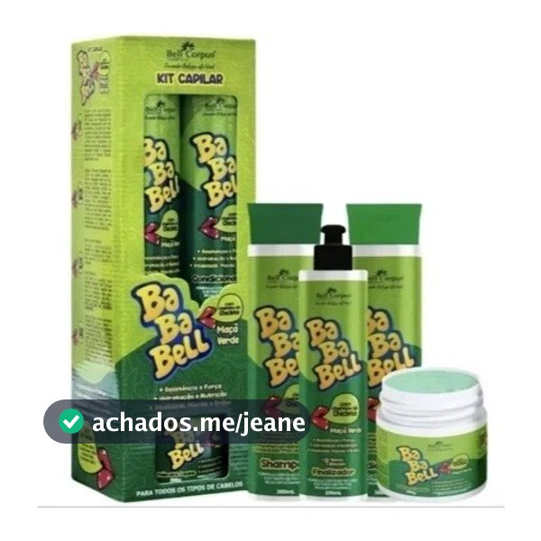 Kit Capilar Bababell - Maçã Verde tratamento completo Hidratação Brilho
