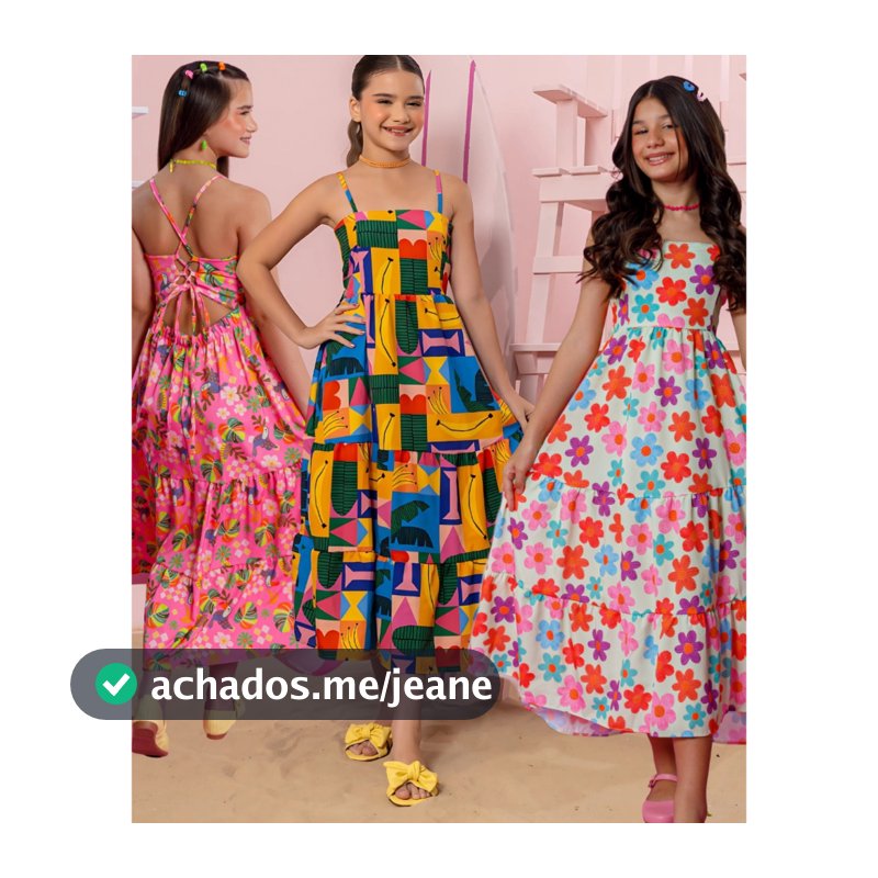 Vestido longo Melissa Estampado Infantil Juvenil, Roupa Menina tam., 4, 6, 8, 10, 12, 14, 16