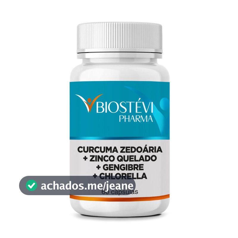 Suplemento para Mau Hálito Cúrcuma Zedoária + Zinco Quelado + Gengibre + Chlorella 60 Cápsulas