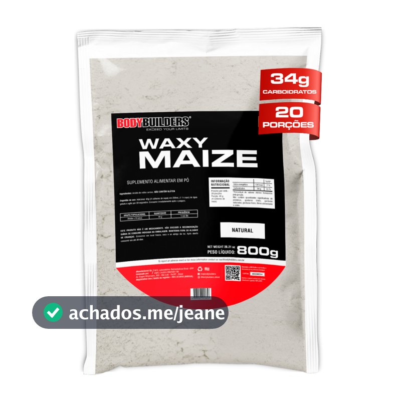 Hipercalórico Waxy Maize 800g Natural 100% - Ganho de massa e Recuperação - Bodybuilders