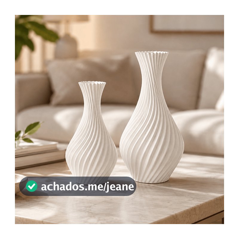 Kit 2 Vasos Espiral Decorativos em Espiral Decoração Moderna para Sala e Estante