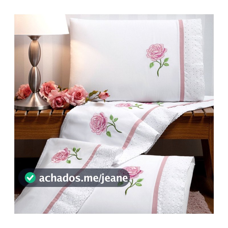 Conjunto Cama Casal Queen Size Stella Bordado 100% Algodão