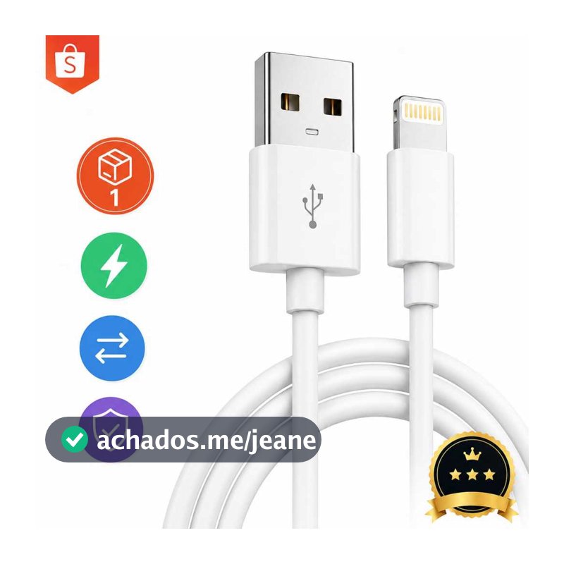 Cabo Iphone Lightning Compatível Iphone 7 ao 14 Pro Max 1 Metro Carregamento Rápido Turbo Resistente