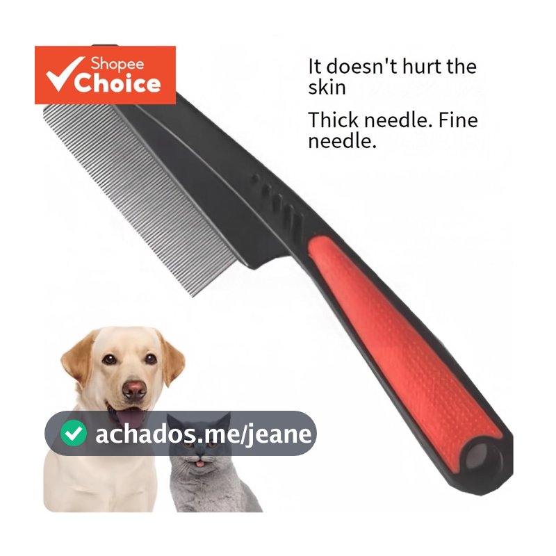 Pente De Dente Fino De Aço Inoxidável-Removedor De Piolhos/Caspa De Dupla Finalidade Para Animais De Estimação E Humanos