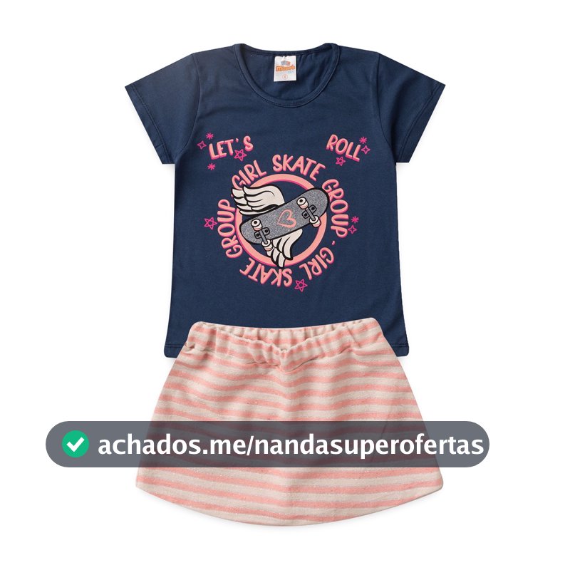 Conjunto Infantil feminino camisa e shorts saia roupas de menina infantil feminino barato