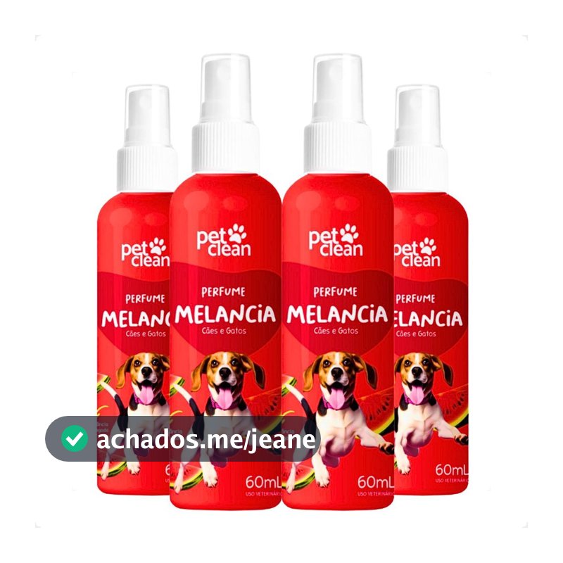 Kit 4 Perfume Colônia Para Cães e Gatos Melancia Pet Clean - 60mL