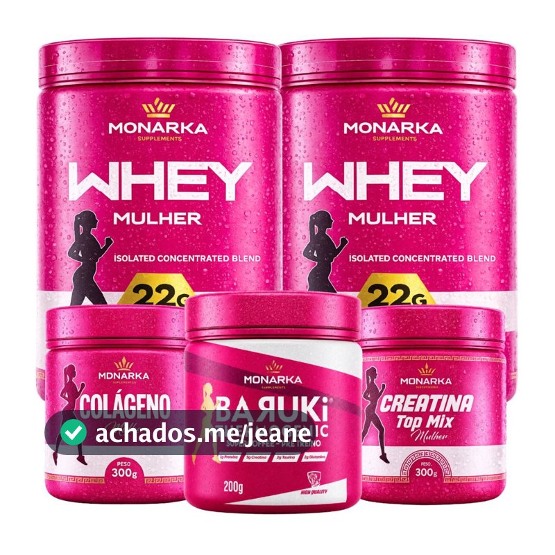 Whey Protein Blend Feminino 1kg + Creatina Topmix 300g + Colageno 300g + Termo Pré Treino 200g - 531