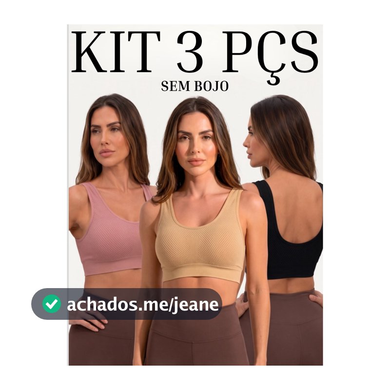 Kit 3 Top Feminino Sem Bojo Sem Aro Alça Regata Tecido Confortável Sutiã Sutien Sem Costura Dormir Uso Diário Poliamida