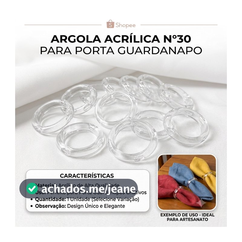 200 Argola acrílica n°30 para porta guardanapo (200 unidades) artesanato porta Guardanapo-Promoçao