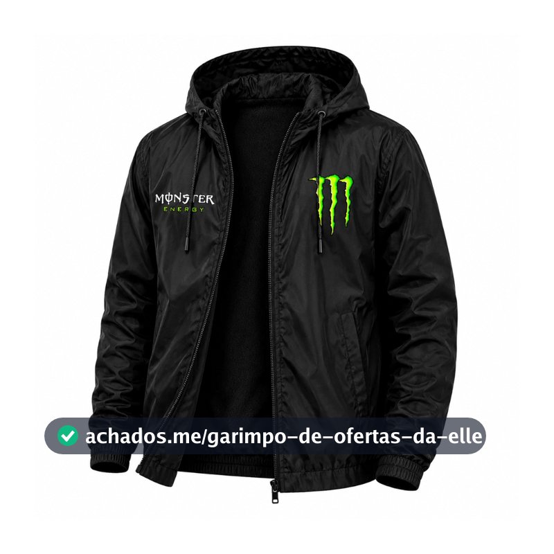 Jaqueta Corta Vento Monster Unissex Com Capuz Casual Esportivo Academia Leve Street Proteção Vento