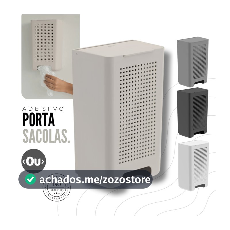 Dispenser Porta Sacolas de Parede Ármario Lavanderia Organizador Puxa Saco Adesivo Sem Furos Flow OU Premium