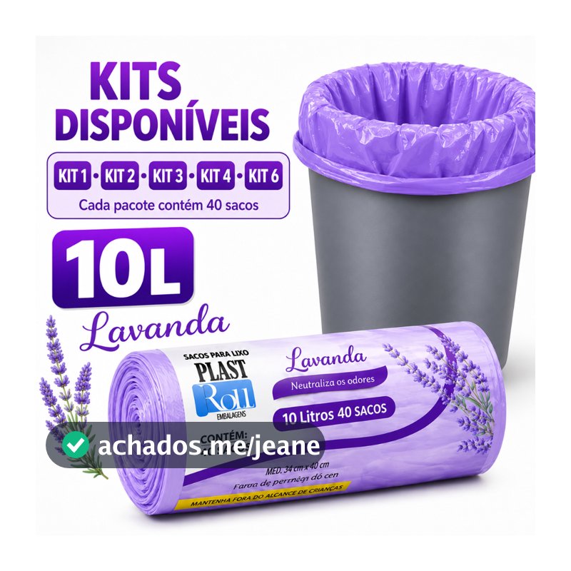 Saco de Lixo Lavanda 10L Perfumado Anti Odor Banheiro Pia