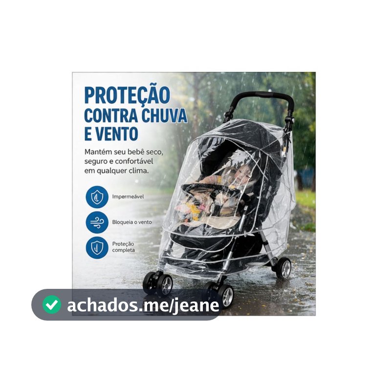 Capa Plástica Protetora De Chuva Universal Impermeável Para Carrinho De Bebê Transparente