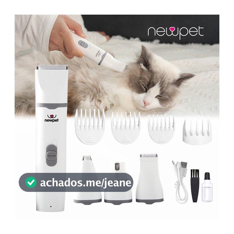 4 em 1 Conjunto de aparador de corte de cabelo para cães e gatos, moedor de unhas para cães recarregável usb