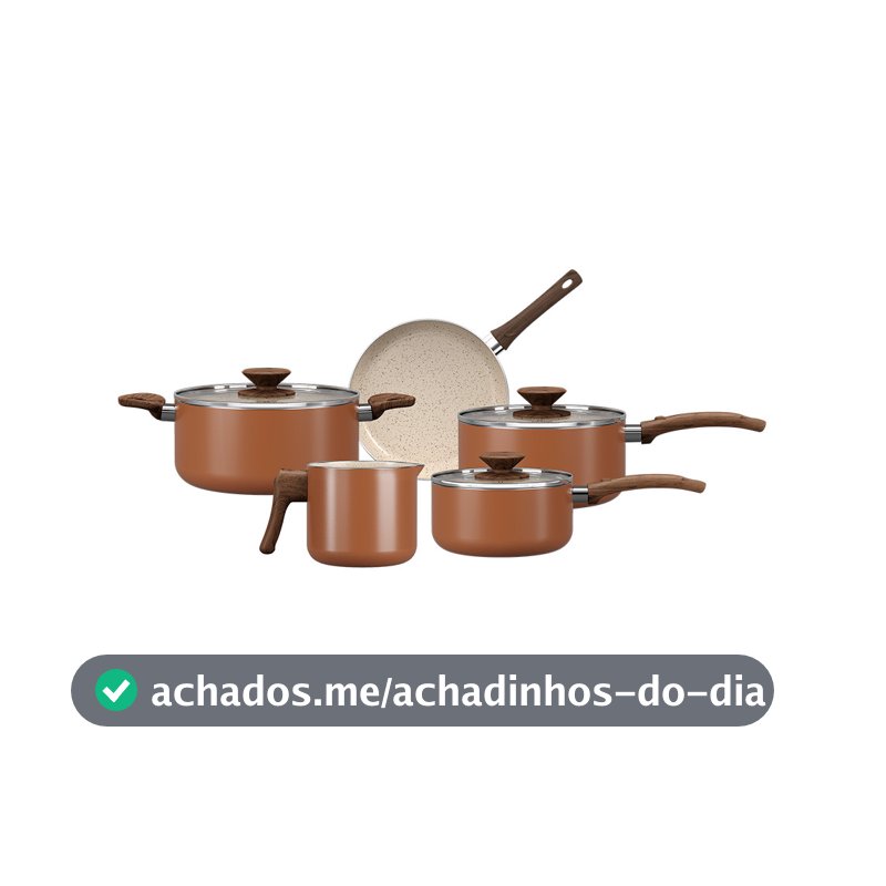 Jogo de Panelas Brinox Ceramic Life Primea 5 Peças Cappuccino