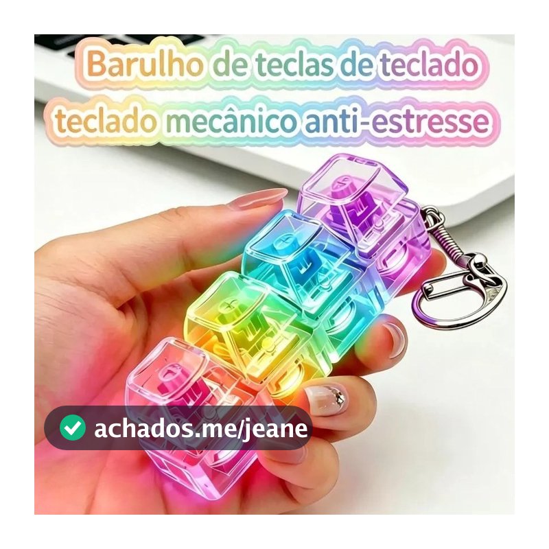 Mini Teclado Mecânico Anti-Ansiedade em Chaveiro com 4 Teclas Clicáveis – Som Tátil Relaxante