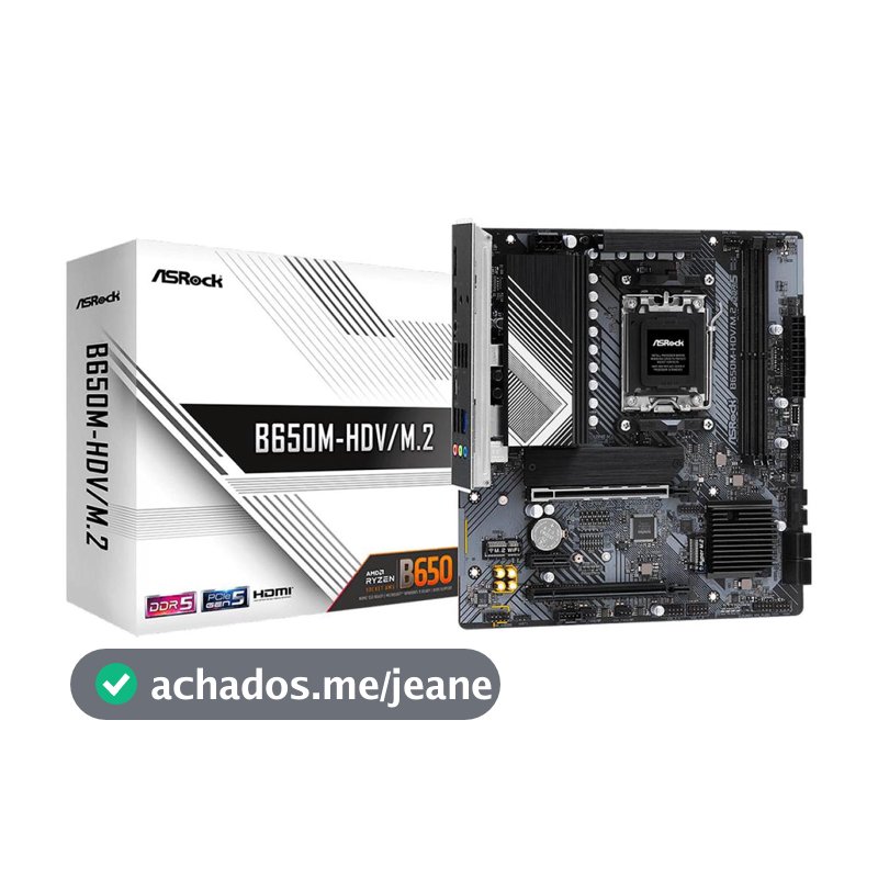 Placa Mãe ASRock B650M-HDV/M.2, Chipset B650, AMD AM5, M-ATX, DDR5, 90-MXBLA0-A0UAYZ