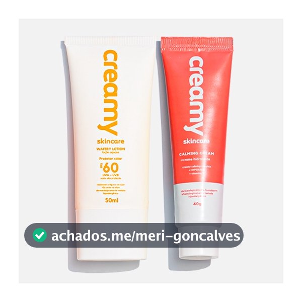Kit Duo Protetor Solar FPS60 + Gel Creme Hidratante Facial Calming Cream - Creamy Skincare