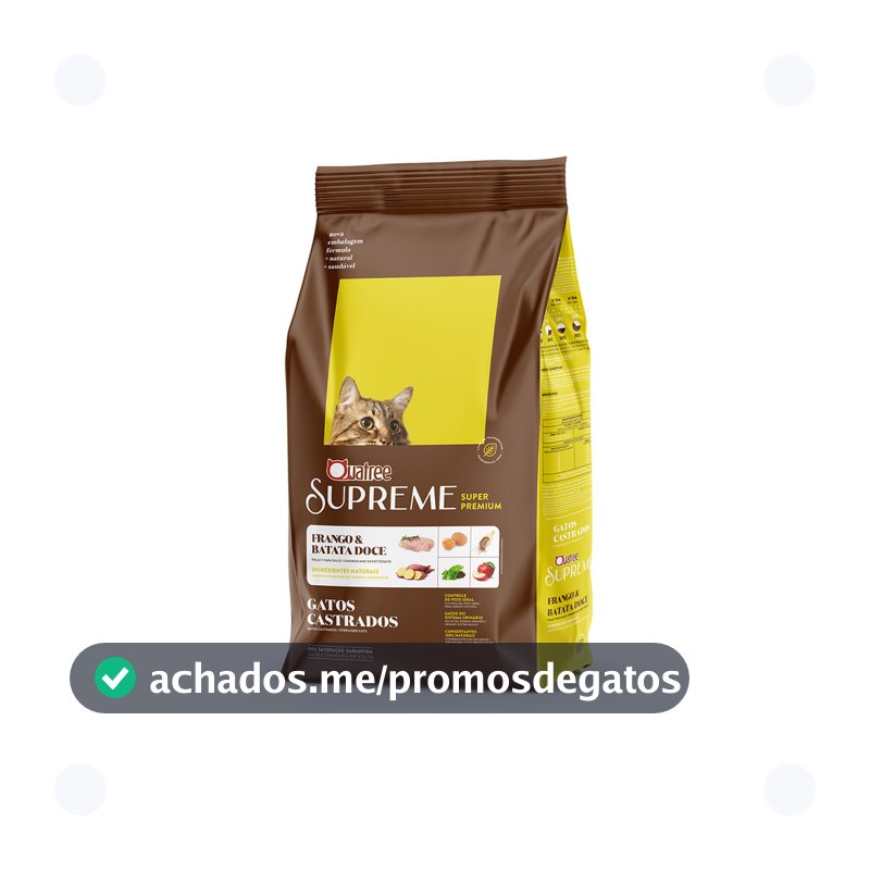 Ração Seca Quatree Supreme Frango e Batata Doce para Gatos Castrados 10,1 Kg