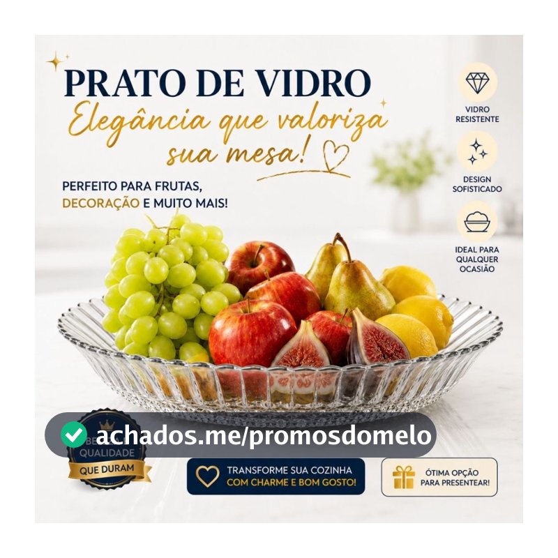 Prato de Vidro Fundo 30cm com Borda – Ideal para Pudim, Bolo e Sobremesas | Design Moon