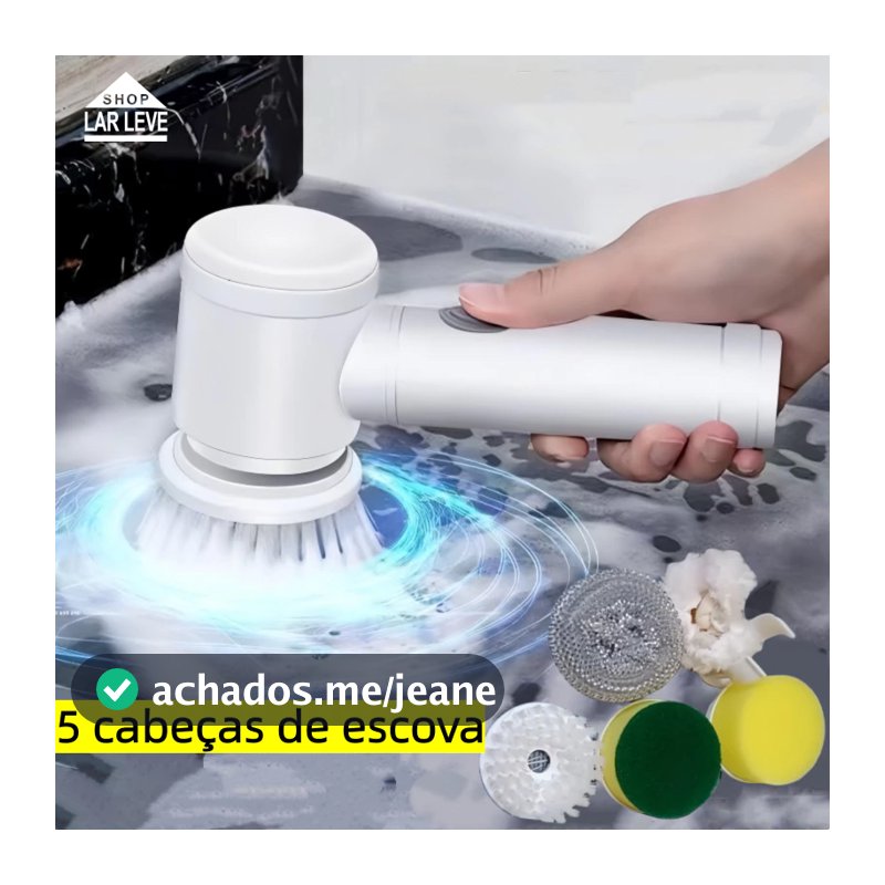 Escova Elétrica de Limpeza 5 em 1 Sem Fio Recarregável Multiuso para Cozinha Banheiro Azulejo