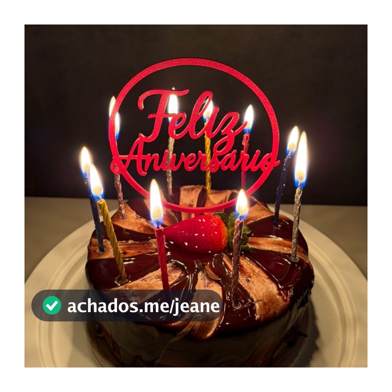 Kit Topo de Bolo Feliz Aniversário + Velas Coloridas Espiral Metalizadas Grandes Festa Topper Luxo Decoração