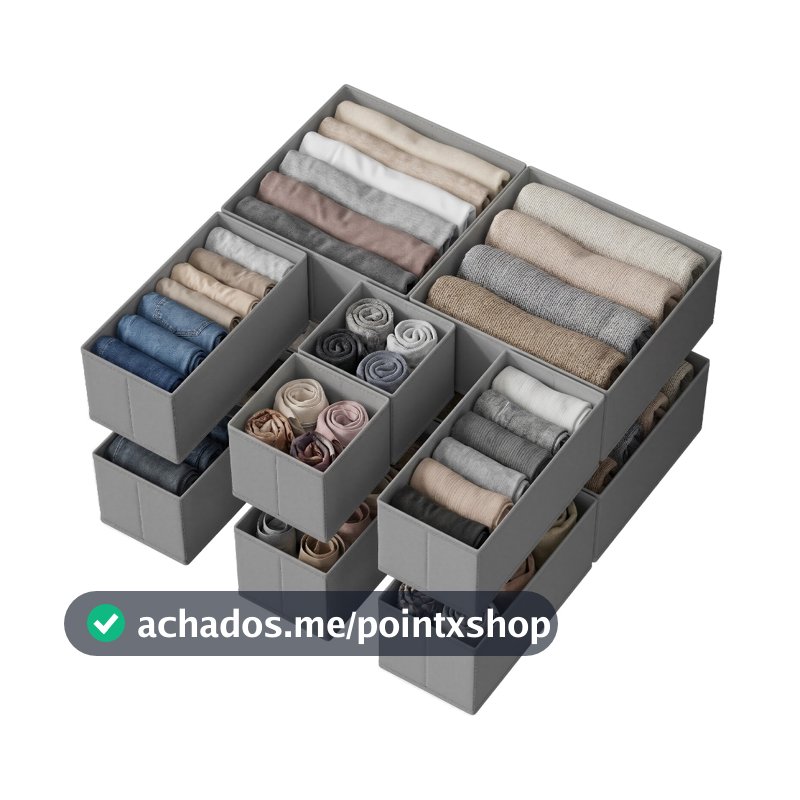 SONGMICS Organizadores de Gaveta Dobráveis, Conjunto com 12 Caixas de Armazenamento de Tecido para Roupas Íntimas, Meias
