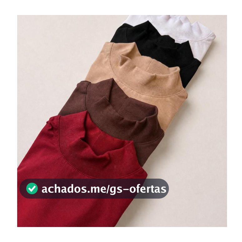 kit 4 Camisetas Femininas Básicas Gola alta  Algodão Lisa Moderna  Elegante