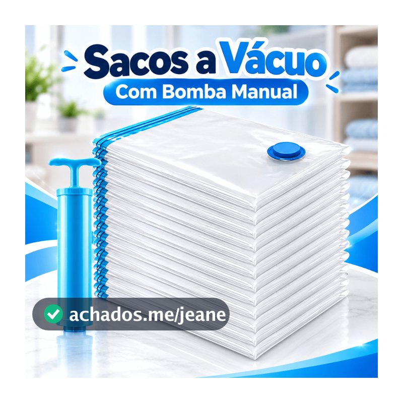 Kit 10 Sacos a Vacuo 50x60 para Roupas com Bomba Saco Organizador de Guarda Roupa Economiza Espaco Mudanca Viagem