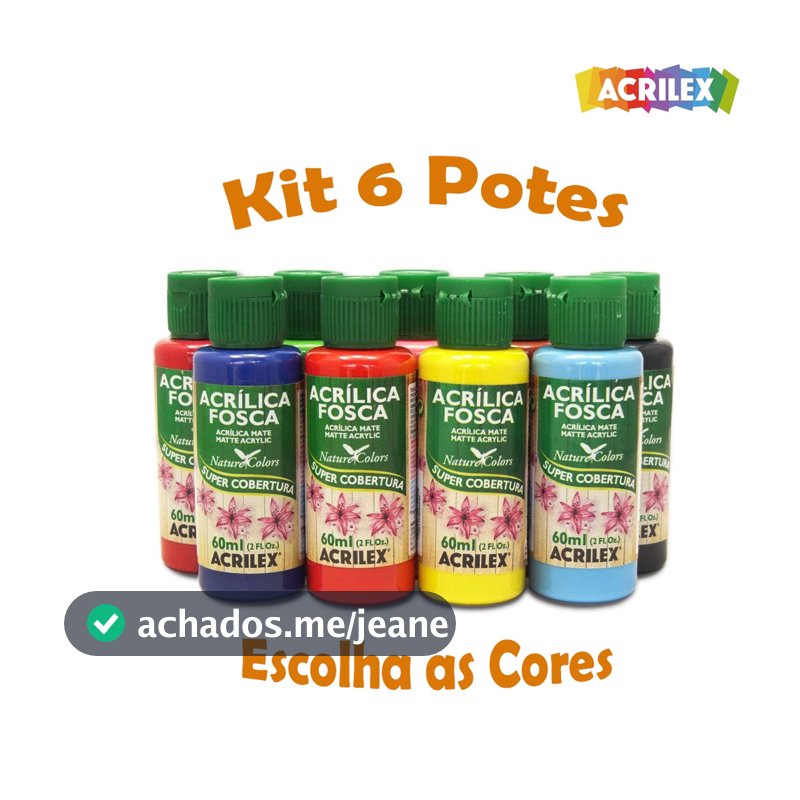 Tinta Acrílica Fosca 60ml - Kit 6 Potes - Escolha as Cores no Chat