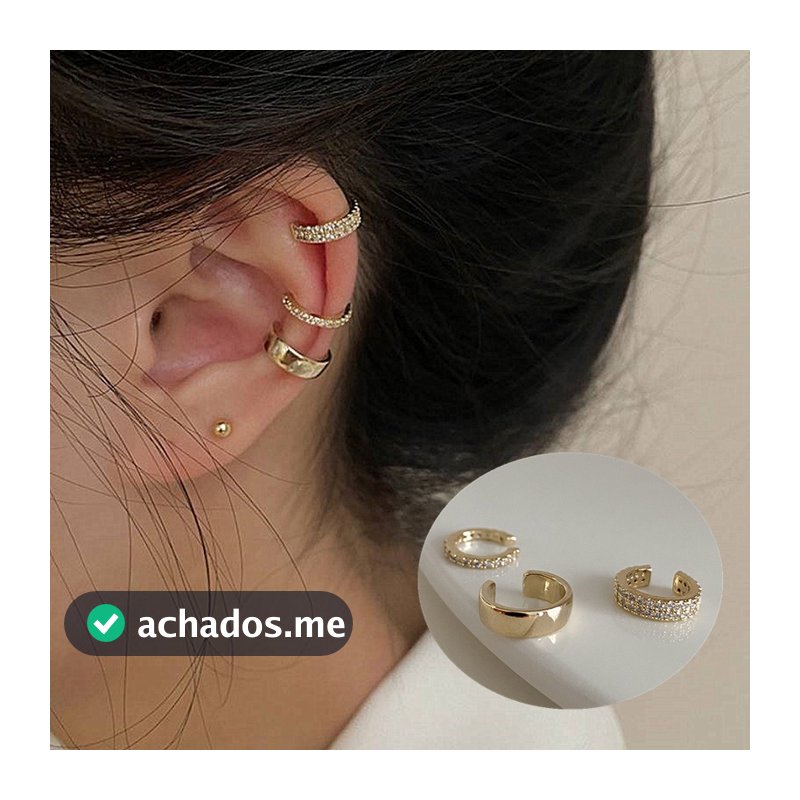 3 Pçs/Set Moda Delicados Zircon Bonito Clipe Brincos Feminino Fivela Earcuff Sem Piercings Falso Cartilagem Orelha Para
