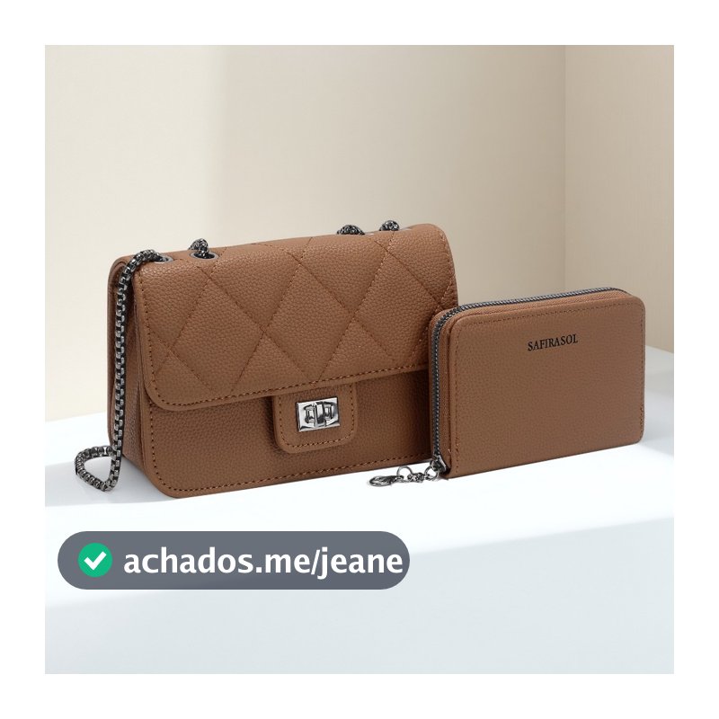 Bolsa Feminina Alça De Corrente Transversal kit2 bolsa com carteira Pequena Festa Balada Moda Blogueira LZ360